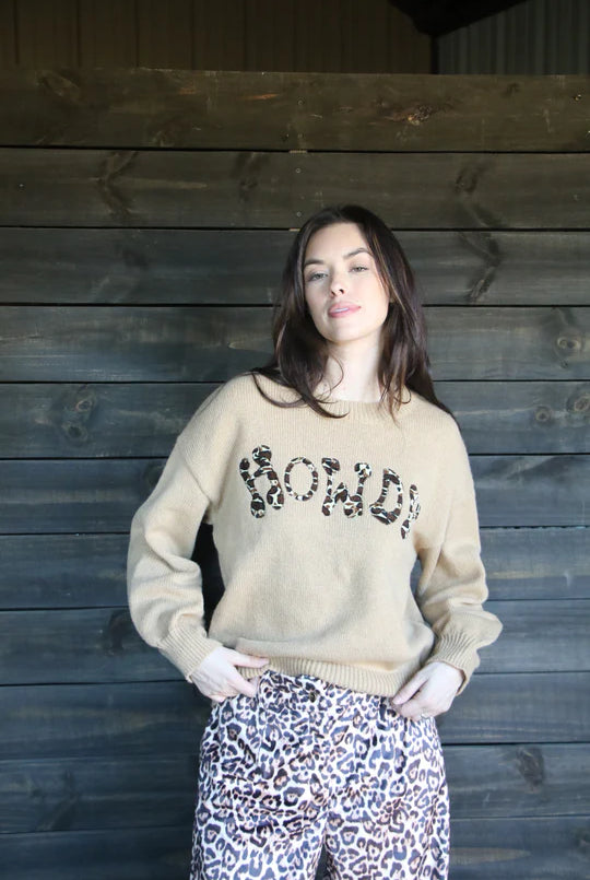 Howdy Leopard Sweater-Sweaters-Deadwood South Boutique & Company LLC-Deadwood South Boutique, Women's Fashion Boutique in Henderson, TX