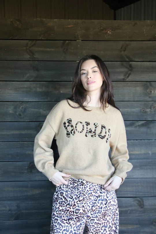 Howdy Leopard Sweater-Sweaters-Deadwood South Boutique & Company LLC-Deadwood South Boutique, Women's Fashion Boutique in Henderson, TX