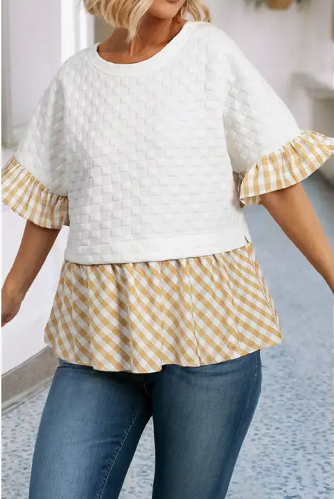 Lollie Patchwork Casual Shift Top-Tops & Tees-Deadwood South Boutique & Company LLC-Deadwood South Boutique, Women's Fashion Boutique in Henderson, TX