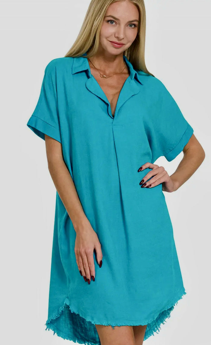 Sandra Linen Shirt Dress-Dresses-Vintage Cowgirl-Deadwood South Boutique, Women's Fashion Boutique in Henderson, TX