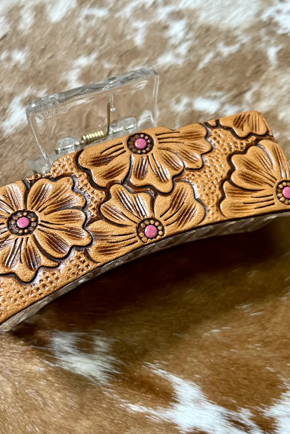 Tooled Leather Hair Clip-Hair Claw Clips-Deadwood South Boutique & Company-Deadwood South Boutique, Women's Fashion Boutique in Henderson, TX