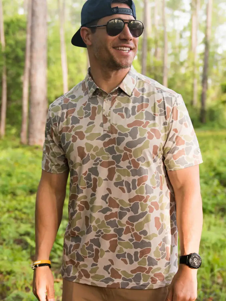 Burlebo Performance Button Up - Retro Duck Camo