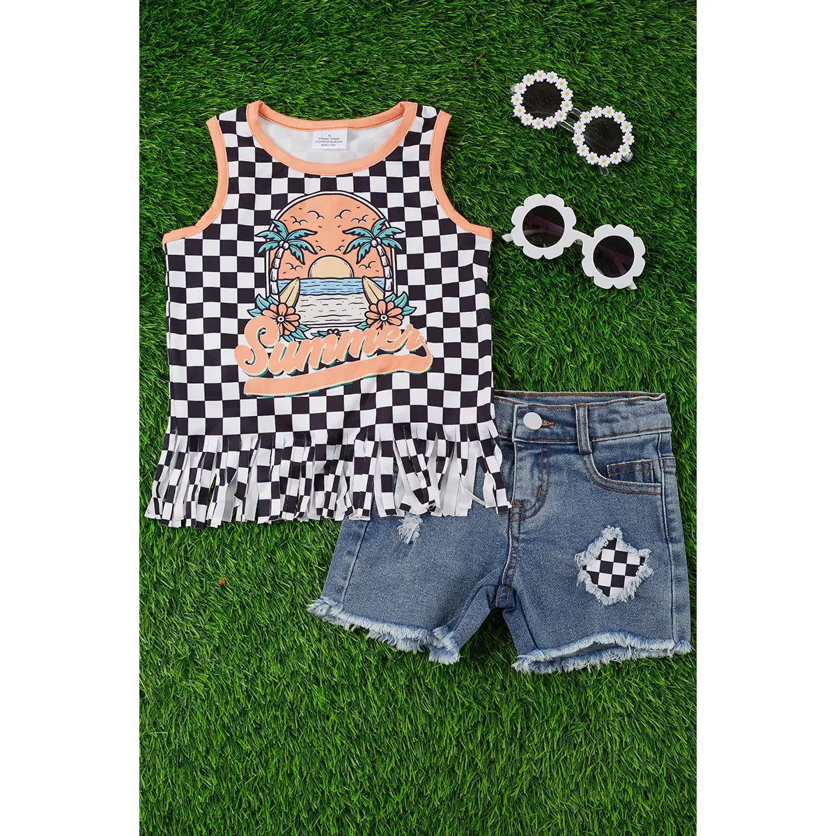 Summer 2pc Checkered Short Set-Outfit Sets-Deadwood South Boutique & Company-Deadwood South Boutique, Women's Fashion Boutique in Henderson, TX
