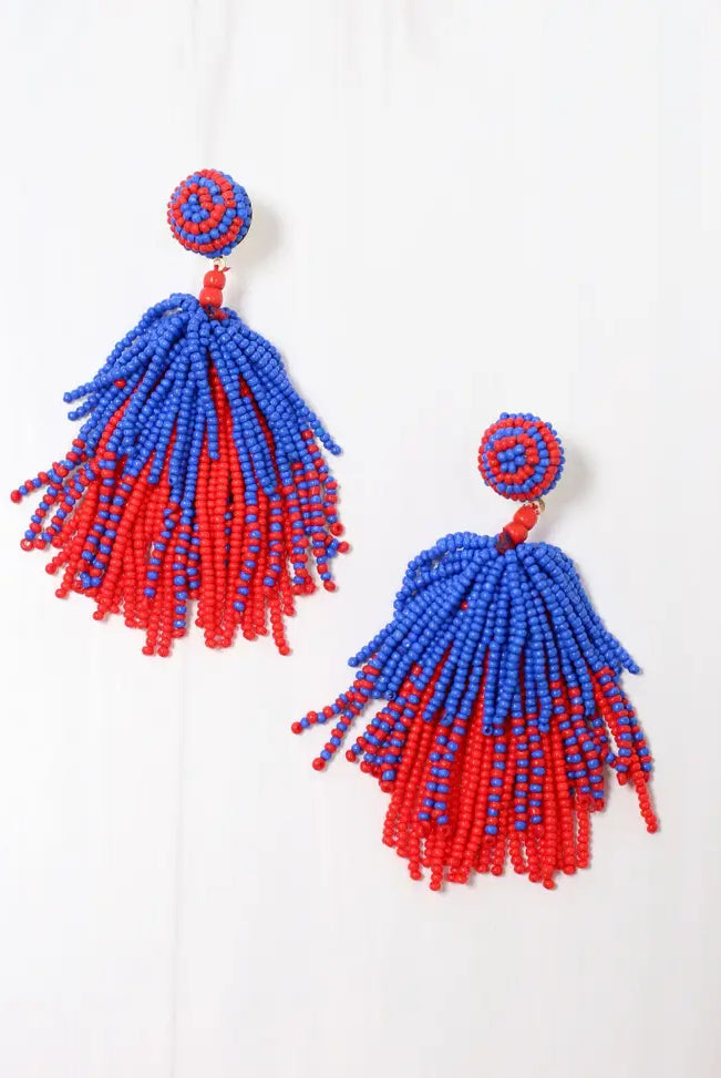 Tipsy Tassel Beaded Earrings-Earrings-Deadwood South Boutique & Company-Deadwood South Boutique, Women's Fashion Boutique in Henderson, TX