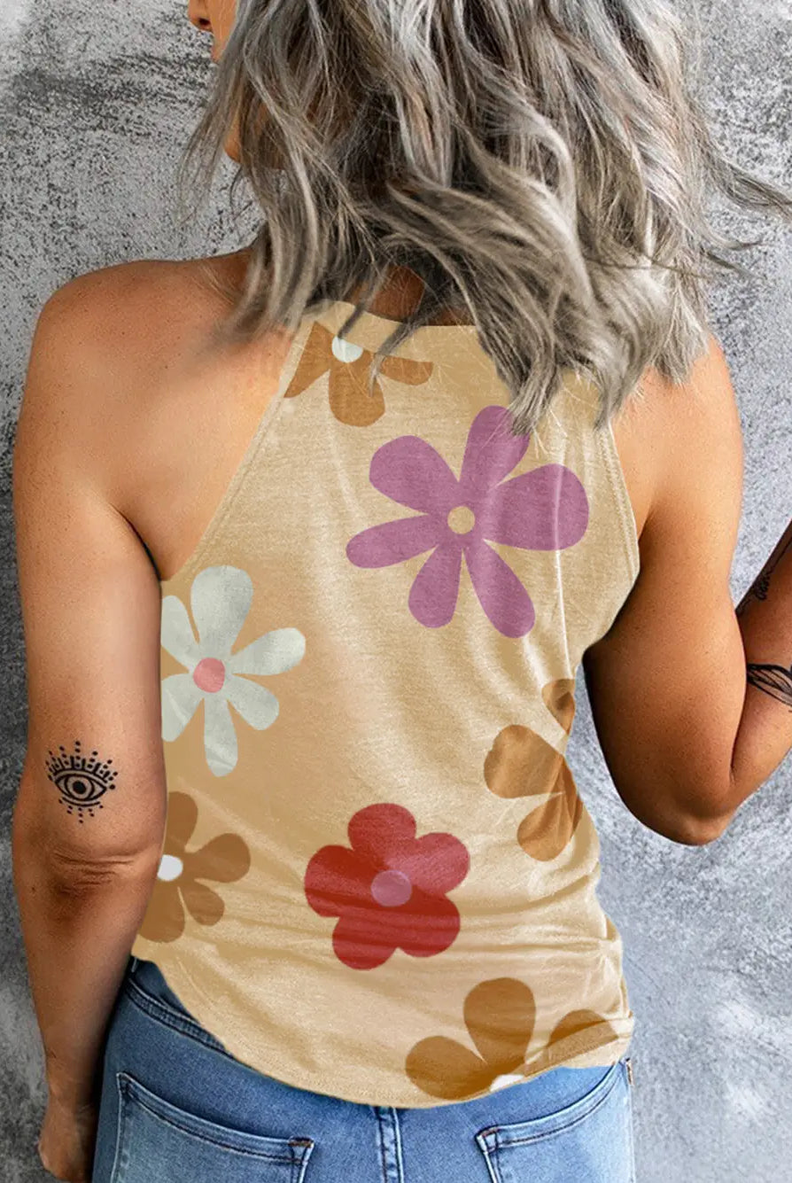 The Flower Power Round Neck Tank-tops & tees-Deadwood South Boutique & Company-Deadwood South Boutique, Women's Fashion Boutique in Henderson, TX