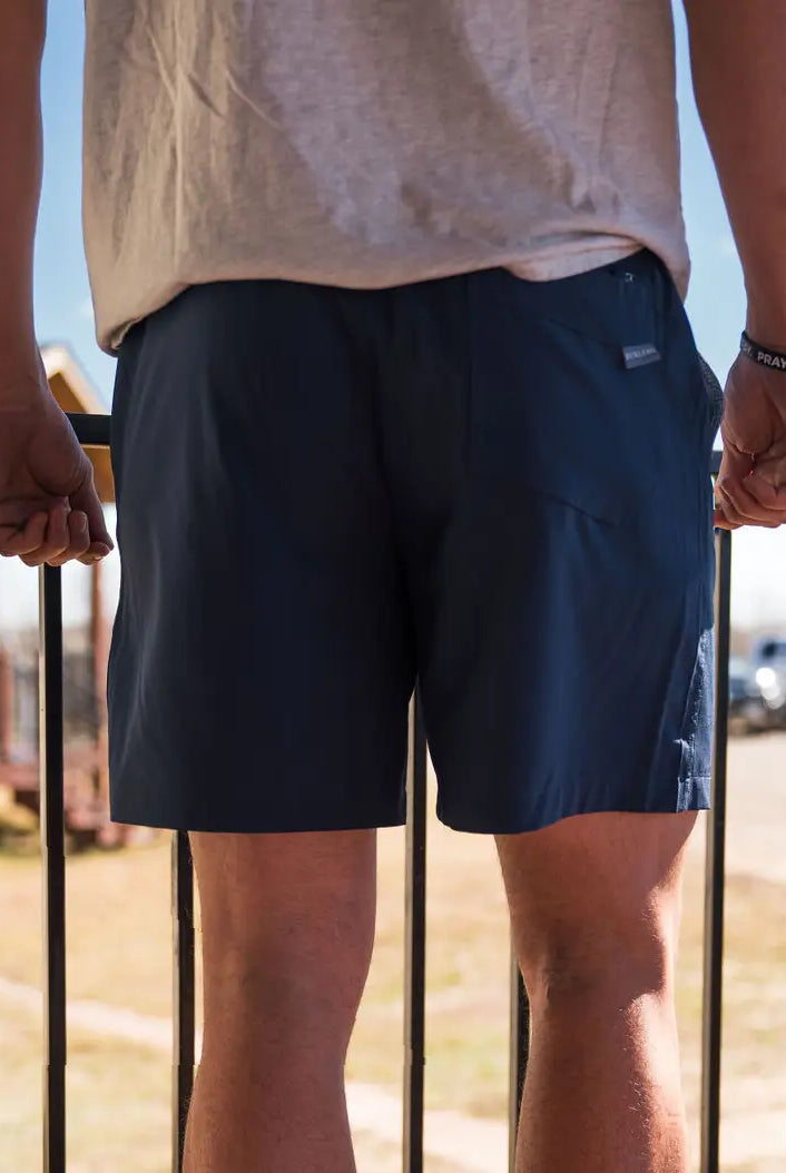 Burlebo Everyday Deep Water Navy Mayan Pocket Shorts-Shorts-Deadwood South Boutique & Company-Deadwood South Boutique, Women's Fashion Boutique in Henderson, TX