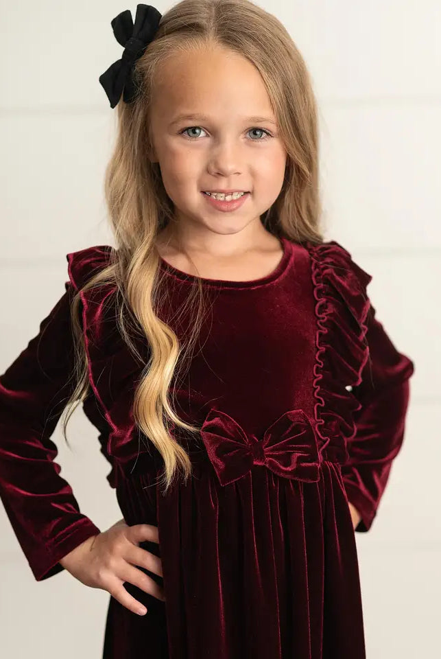 Holiday Ruffle Bow Party Dress-childrens-Deadwood South Boutique & Company LLC-Deadwood South Boutique, Women's Fashion Boutique in Henderson, TX