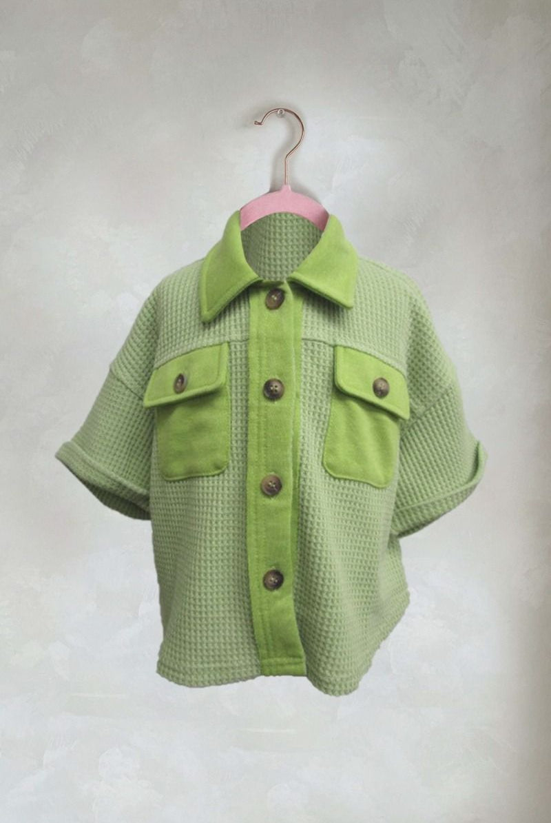 Oddi Kids Washed Waffle Knit Top-Short Sleeves-Deadwood South Boutique & Company LLC-Deadwood South Boutique, Women's Fashion Boutique in Henderson, TX