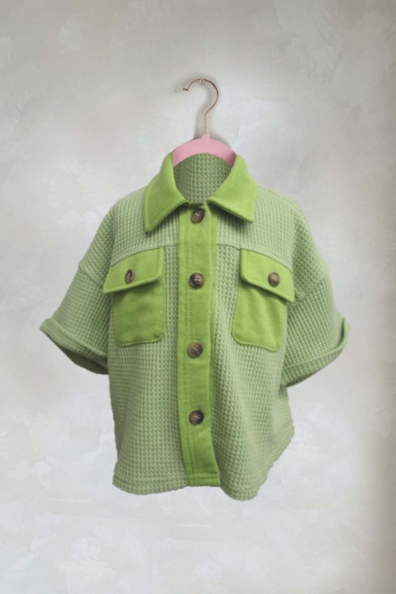 Oddi Kids Washed Waffle Knit Top-Short Sleeves-Deadwood South Boutique & Company LLC-Deadwood South Boutique, Women's Fashion Boutique in Henderson, TX