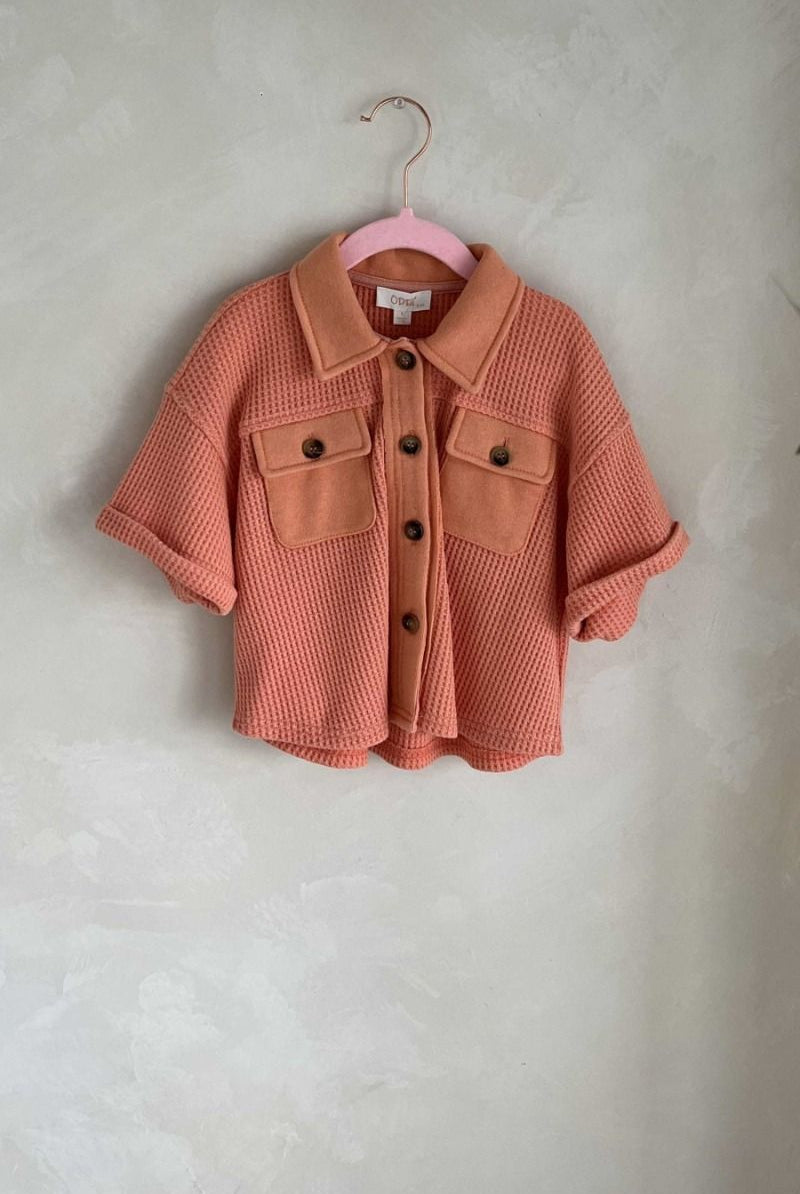 Oddi Kids Washed Waffle Knit Top-Short Sleeves-Deadwood South Boutique & Company LLC-Deadwood South Boutique, Women's Fashion Boutique in Henderson, TX