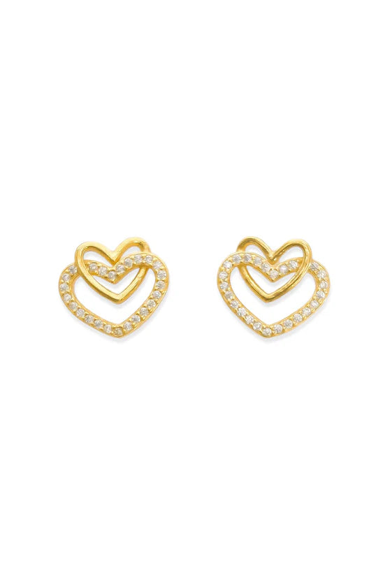 OMG Heart Sterling Silver Gold Earrings-Jewelry-Deadwood South Boutique & Company LLC-Deadwood South Boutique, Women's Fashion Boutique in Henderson, TX
