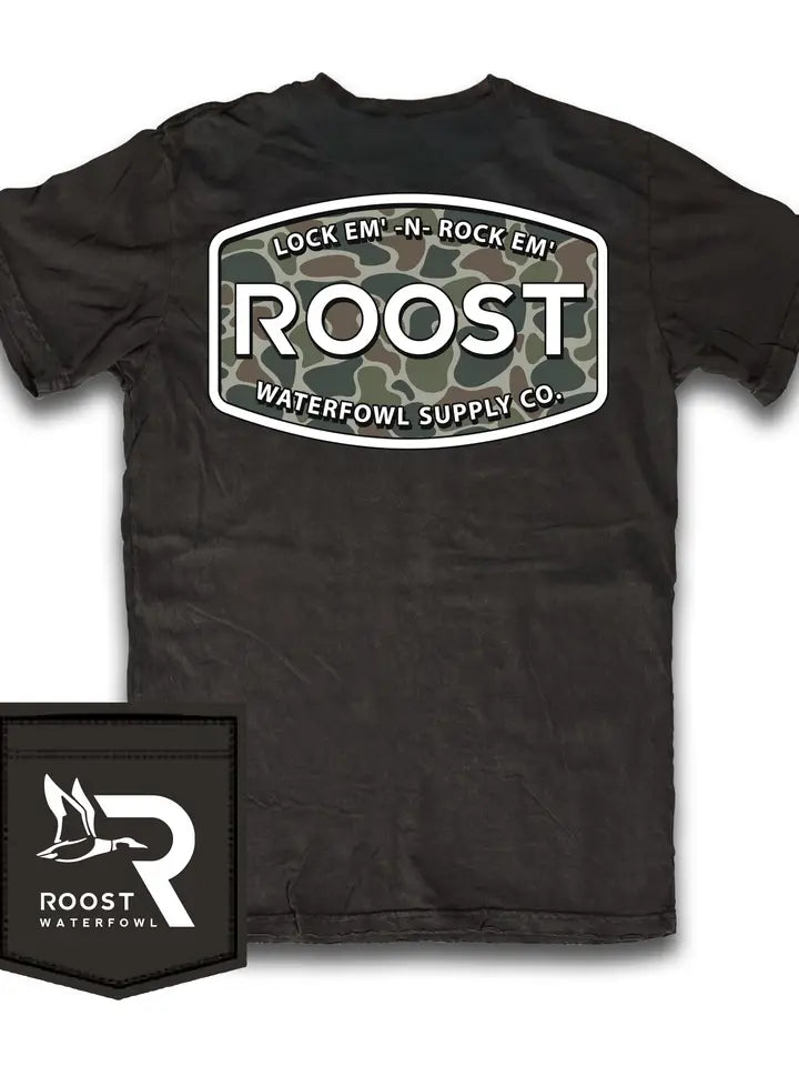 Roost Camo Logo Graphic Tee-Men's-Deadwood South Boutique & Company LLC-Deadwood South Boutique, Women's Fashion Boutique in Henderson, TX