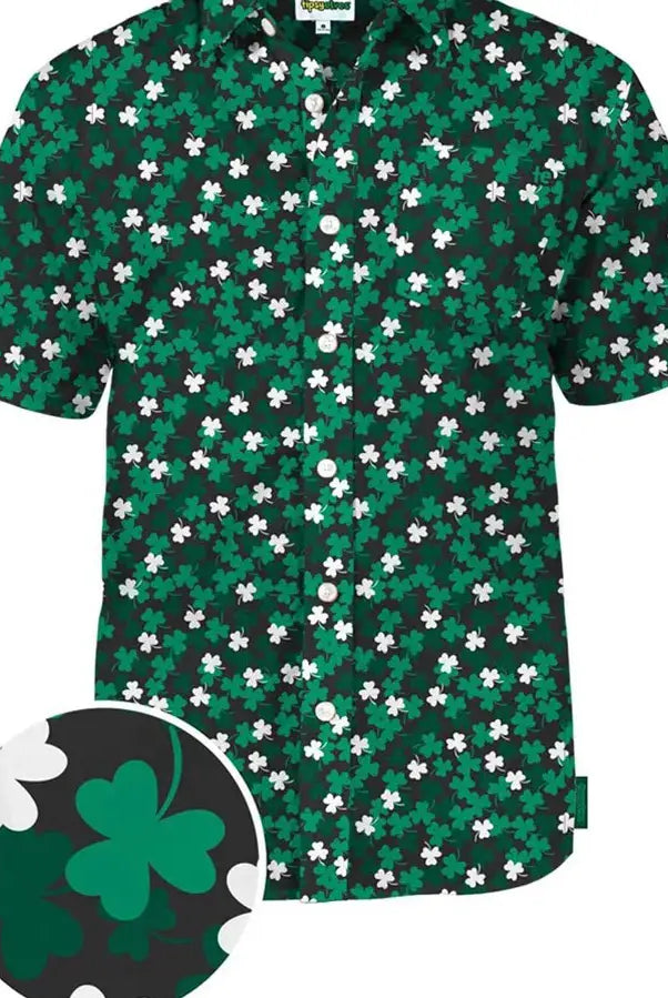 Clover Confetti Men's Button Up Shirt-mens shirt-Deadwood South Boutique & Company LLC-Deadwood South Boutique, Women's Fashion Boutique in Henderson, TX