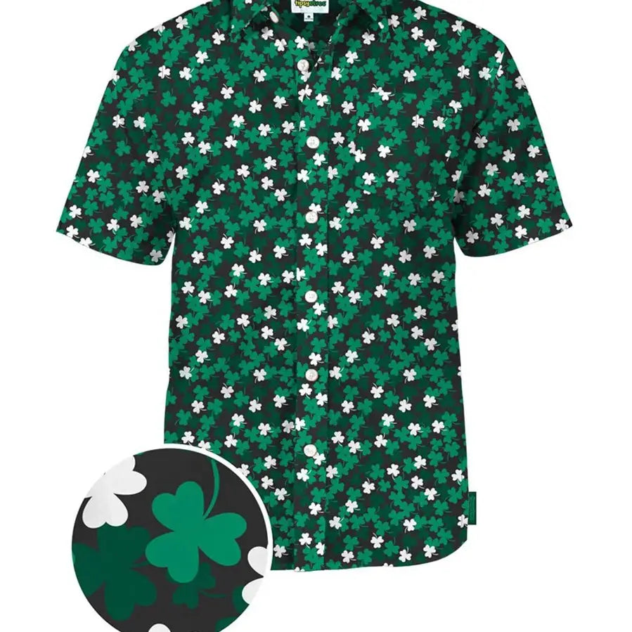 Clover Confetti Men's Button Up Shirt-mens shirt-Deadwood South Boutique & Company LLC-Deadwood South Boutique, Women's Fashion Boutique in Henderson, TX