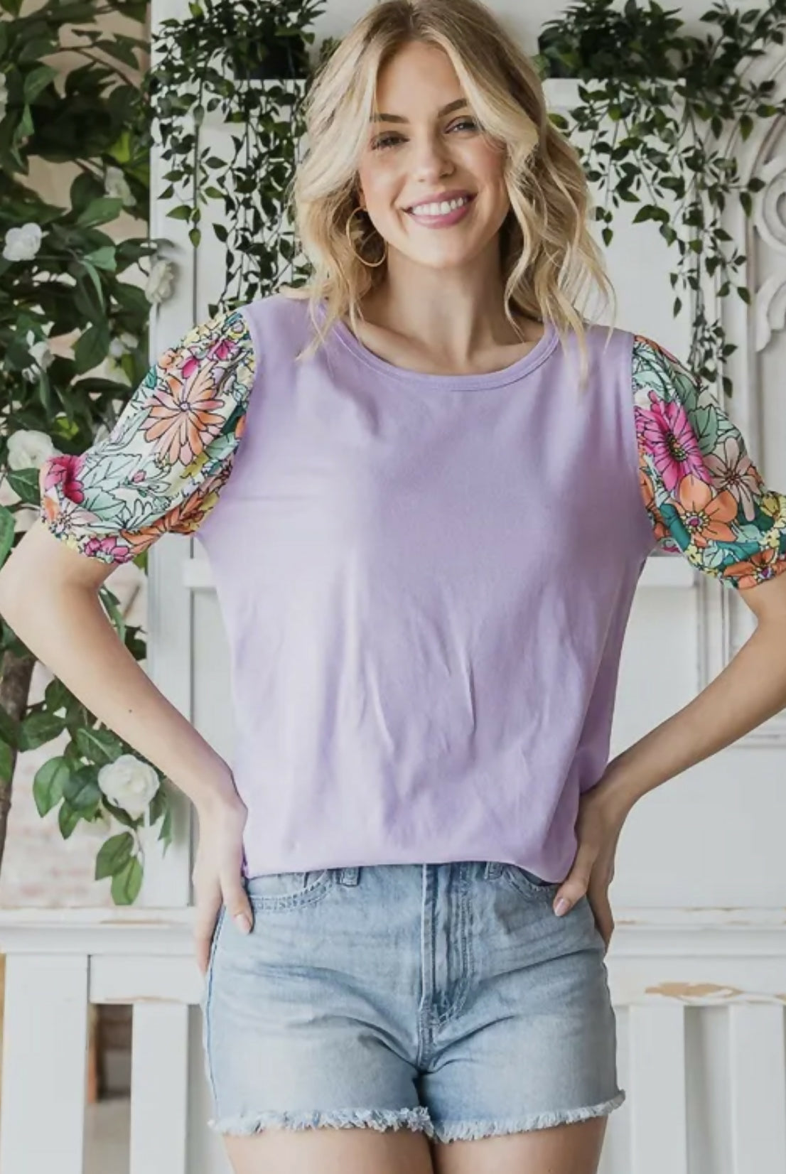 Sally Floral Top-Short Sleeves-Vintage Cowgirl-Deadwood South Boutique, Women's Fashion Boutique in Henderson, TX