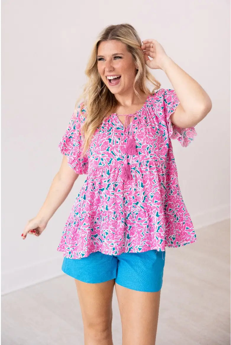 Brecken Floral Baby Doll Top-Tops & Tees-Deadwood South Boutique & Company LLC-Deadwood South Boutique, Women's Fashion Boutique in Henderson, TX