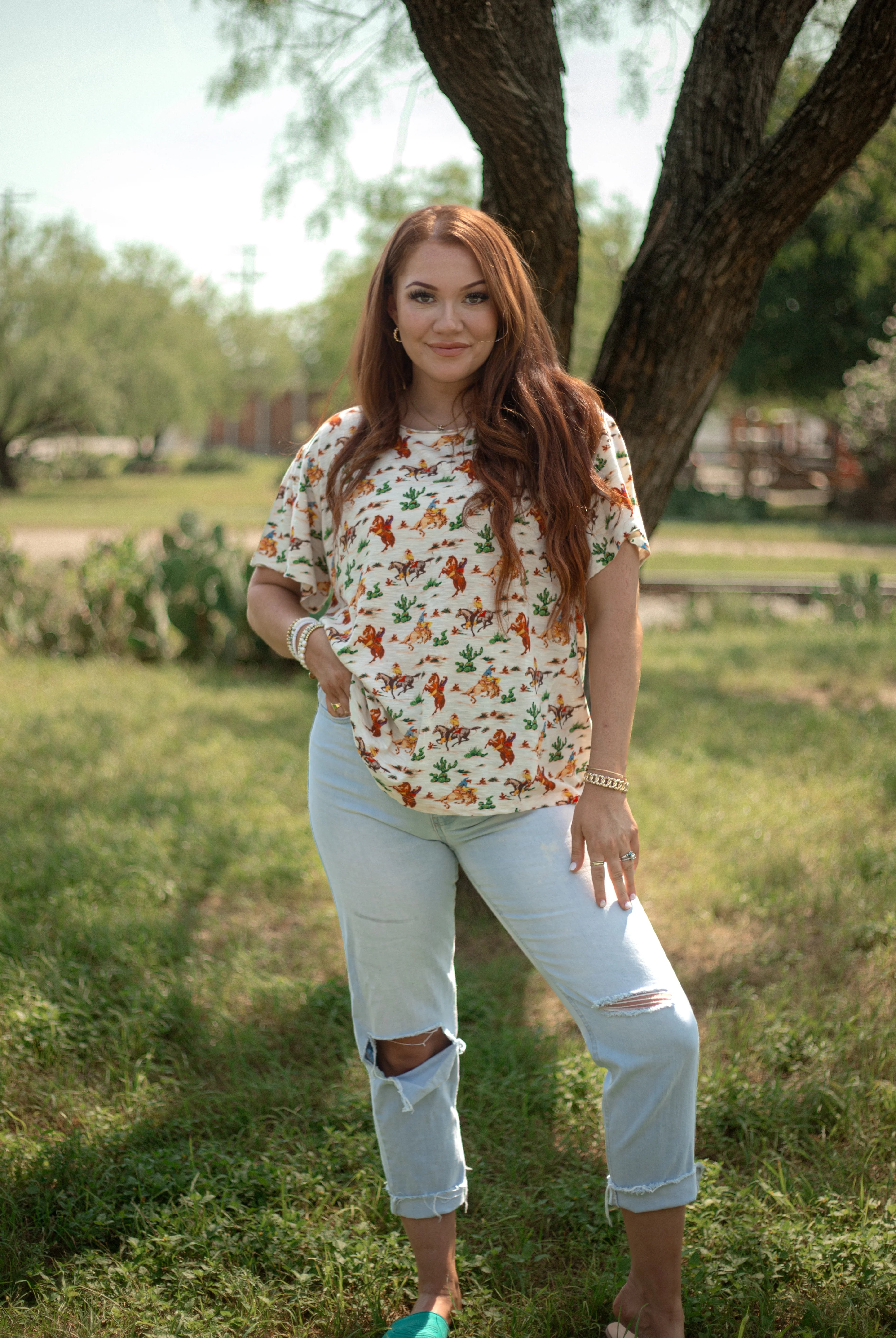 The Wild West Basic Tee-Tops & Tees-Deadwood South Boutique & Company LLC-Deadwood South Boutique, Women's Fashion Boutique in Henderson, TX