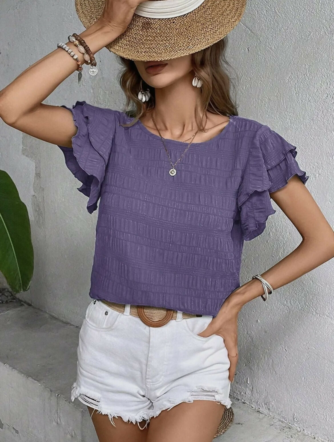 Charming Purple Top-Tops & Tees-Vintage Cowgirl-Deadwood South Boutique, Women's Fashion Boutique in Henderson, TX