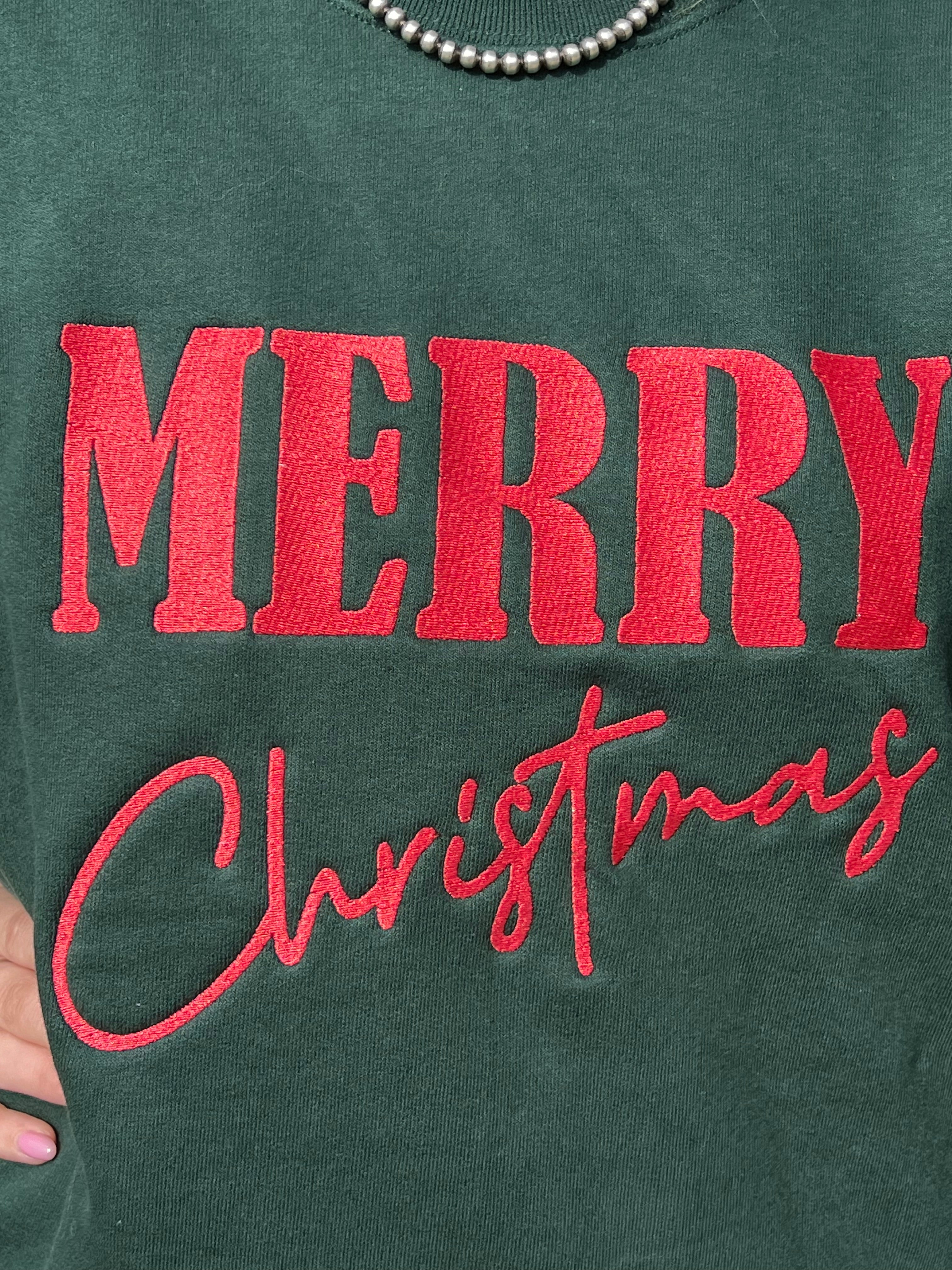 Merry Christmas Bow Sweatshirt-Tops & Tees-Deadwood South Boutique & Company LLC-Deadwood South Boutique, Women's Fashion Boutique in Henderson, TX