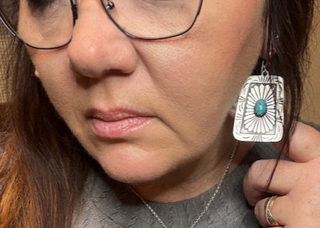 Tandy Matte Concho Sterling Silver Earrings-Sterling Silver & Turquoise Earrings-Deadwood South Boutique & Company LLC-Deadwood South Boutique, Women's Fashion Boutique in Henderson, TX