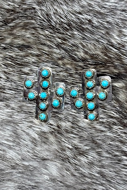 AD Sterling & Turquoise Cactus Earrings-Sterling Silver & Turquoise Earrings-Deadwood South Boutique & Company LLC-Deadwood South Boutique, Women's Fashion Boutique in Henderson, TX