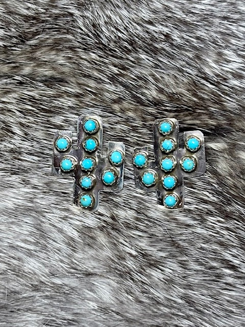AD Sterling & Turquoise Cactus Earrings-Sterling Silver & Turquoise Earrings-Deadwood South Boutique & Company LLC-Deadwood South Boutique, Women's Fashion Boutique in Henderson, TX