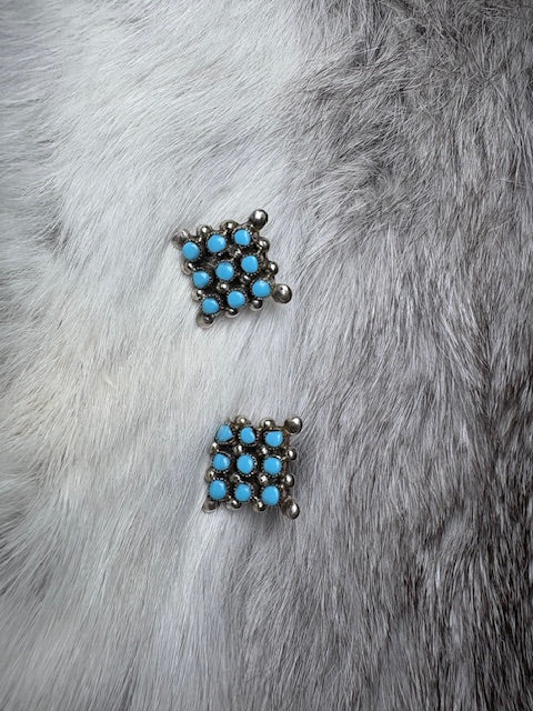 Niner Square Sterling & Turquoise Earrings-Sterling Silver Earrings-Deadwood South Boutique & Company LLC-Deadwood South Boutique, Women's Fashion Boutique in Henderson, TX