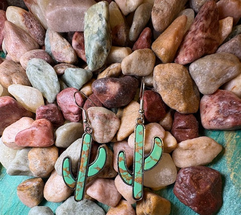 Cactus Turquoise Fashion Earrings-Jewelry-Deadwood South Boutique & Company LLC-Deadwood South Boutique, Women's Fashion Boutique in Henderson, TX