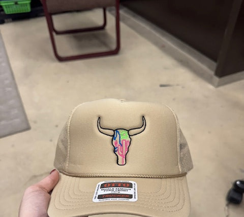 Neon Skull Trucker Caps-Trucker Cap-Deadwood South Boutique & Company LLC-Deadwood South Boutique, Women's Fashion Boutique in Henderson, TX