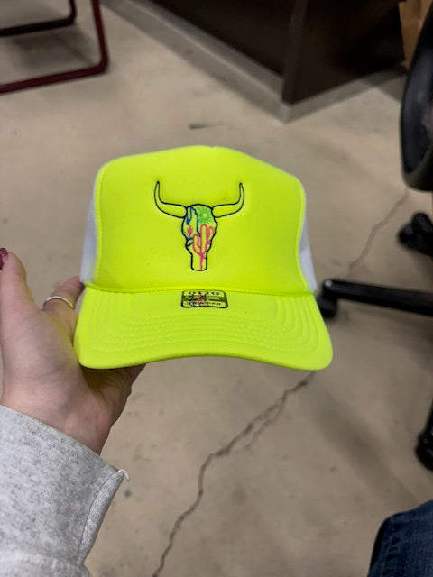 Neon Skull Trucker Caps-Trucker Cap-Deadwood South Boutique & Company LLC-Deadwood South Boutique, Women's Fashion Boutique in Henderson, TX