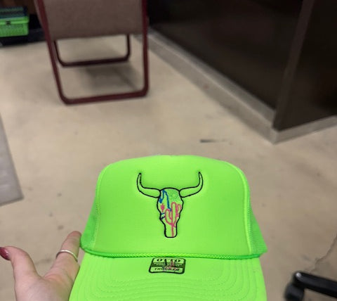 Neon Skull Trucker Caps-Trucker Cap-Deadwood South Boutique & Company LLC-Deadwood South Boutique, Women's Fashion Boutique in Henderson, TX