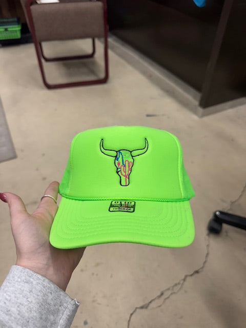 Neon Skull Trucker Caps-Trucker Cap-Deadwood South Boutique & Company LLC-Deadwood South Boutique, Women's Fashion Boutique in Henderson, TX
