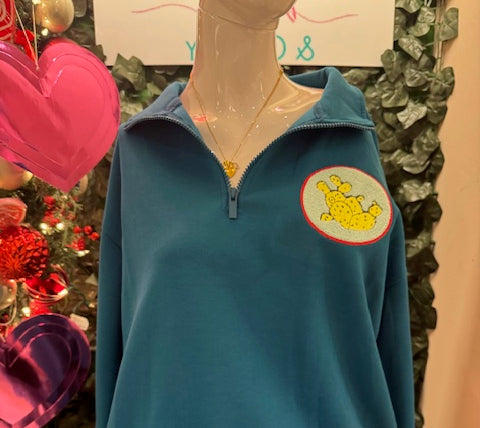 Cozy Cactus Quarter Zip Sweatshirt-Graphic Sweatshirt-Deadwood South Boutique & Company LLC-Deadwood South Boutique, Women's Fashion Boutique in Henderson, TX