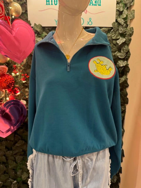 Cozy Cactus Quarter Zip Sweatshirt-Graphic Sweatshirt-Deadwood South Boutique & Company LLC-Deadwood South Boutique, Women's Fashion Boutique in Henderson, TX