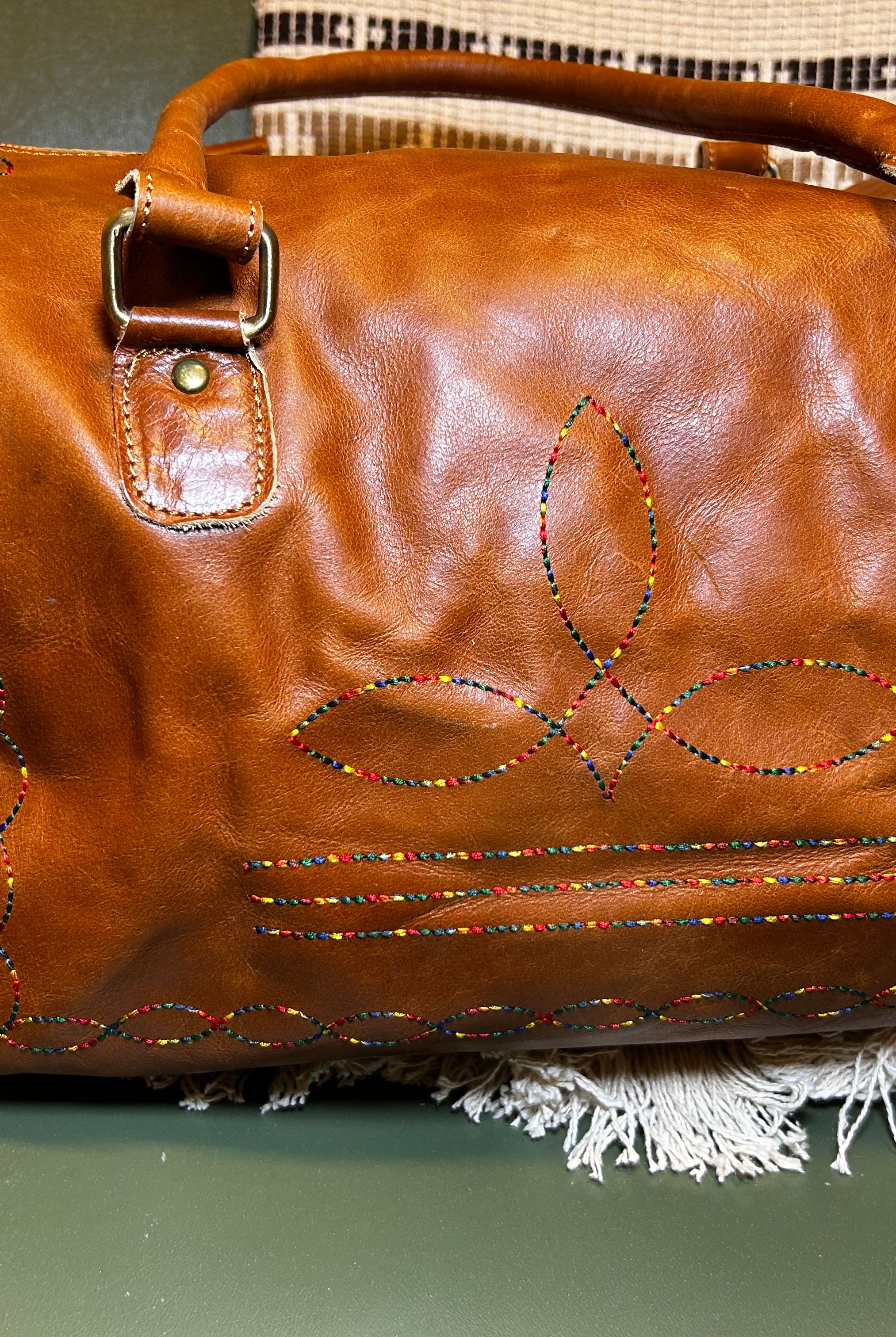 Dallas Rainbow Boot Stitch Speedy Bag-Bags & Purses-Deadwood South Boutique & Company LLC-Deadwood South Boutique, Women's Fashion Boutique in Henderson, TX