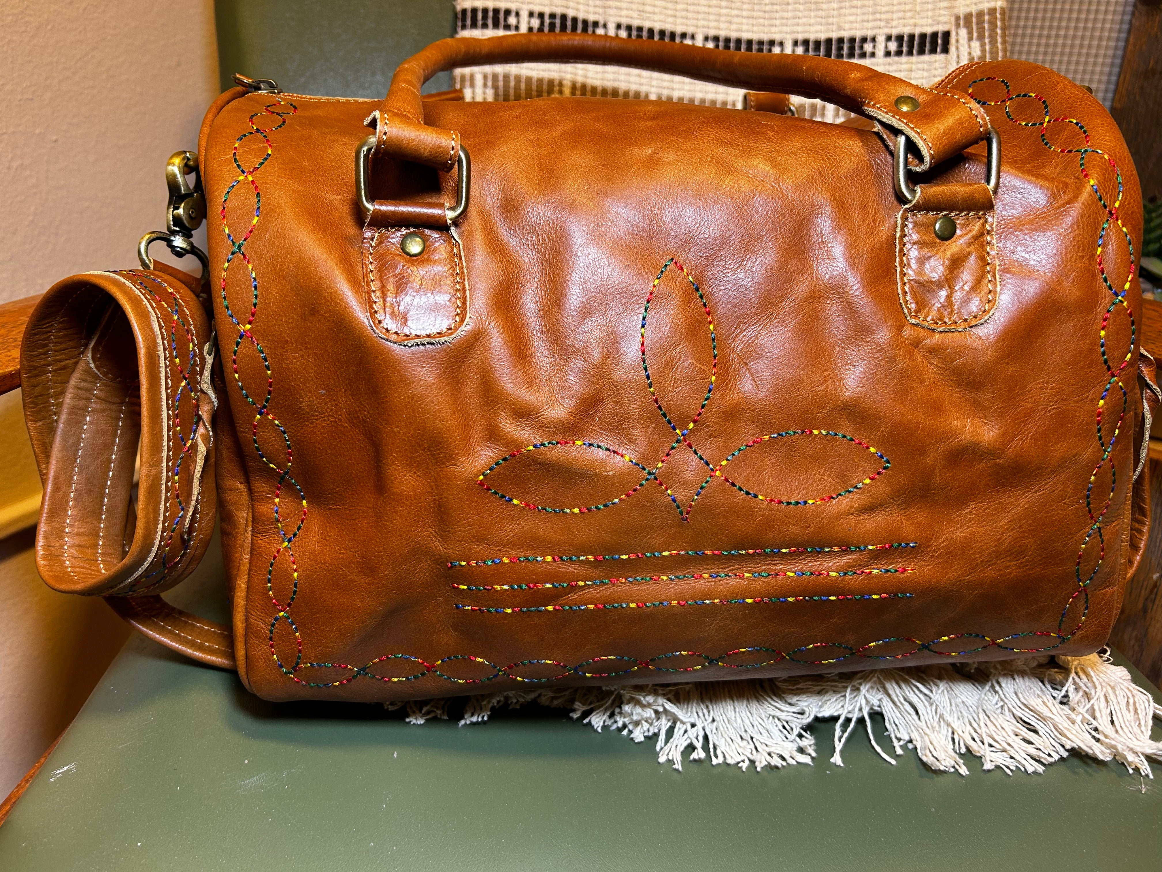 Dallas Rainbow Boot Stitch Speedy Bag-Bags & Purses-Deadwood South Boutique & Company LLC-Deadwood South Boutique, Women's Fashion Boutique in Henderson, TX