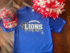 Lions Football Blue Performance Tee-Graphic Tees-Deadwood South Boutique & Company-Deadwood South Boutique, Women's Fashion Boutique in Henderson, TX