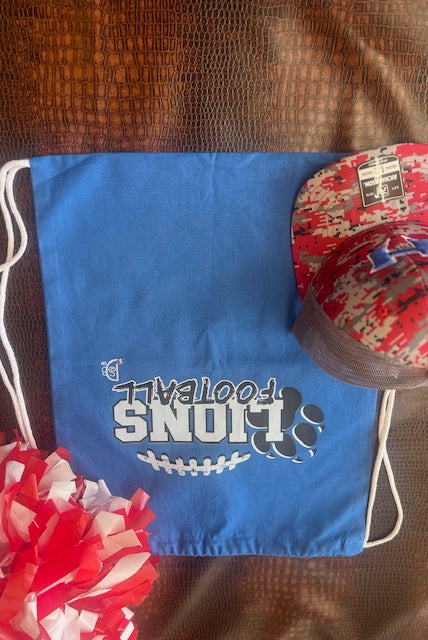 Lions Football Canvas Drawstring Backpack-Backpacks-Deadwood South Boutique & Company-Deadwood South Boutique, Women's Fashion Boutique in Henderson, TX