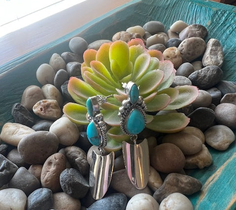 Blossom Hill Turquoise & Sterling Earrings-Earrings-Deadwood South Boutique & Company-Deadwood South Boutique, Women's Fashion Boutique in Henderson, TX