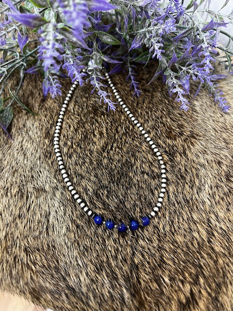 Lapis and Navajo Pearl 14" Necklace-Necklaces-Deadwood South Boutique & Company-Deadwood South Boutique, Women's Fashion Boutique in Henderson, TX
