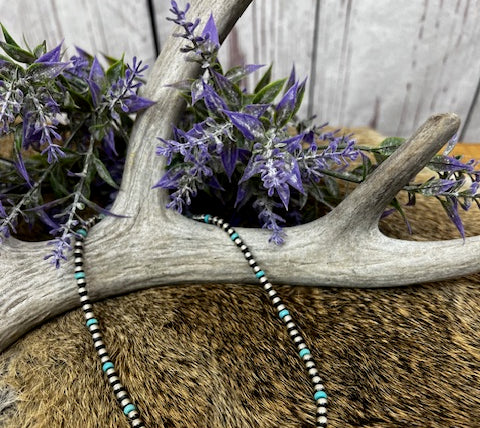 Navajo Pearl 4mm & Turquoise 16" Necklace-Necklaces-Deadwood South Boutique & Company-Deadwood South Boutique, Women's Fashion Boutique in Henderson, TX