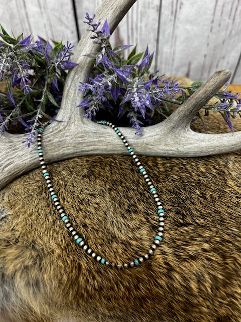 Navajo Pearl 4mm & Turquoise 16" Necklace-Necklaces-Deadwood South Boutique & Company-Deadwood South Boutique, Women's Fashion Boutique in Henderson, TX