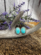 Starling Oval Turquoise Post Earrings-Earrings-Deadwood South Boutique & Company-Deadwood South Boutique, Women's Fashion Boutique in Henderson, TX