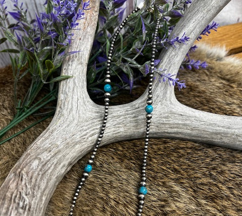 Select Sterling Silver Navajo Pearl & Turquoise Necklace 18"-Necklaces-Deadwood South Boutique & Company-Deadwood South Boutique, Women's Fashion Boutique in Henderson, TX