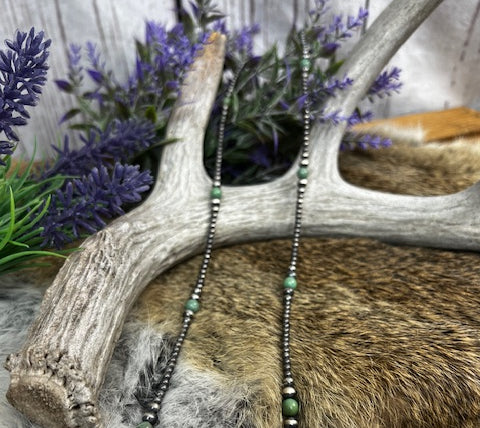 Desert Navajo Pearl and Turquoise Necklace 36"-Necklaces-Deadwood South Boutique & Company-Deadwood South Boutique, Women's Fashion Boutique in Henderson, TX