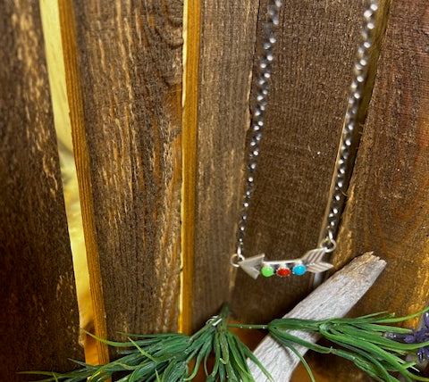 Arrow 3 Stone Sterling Necklace-Necklaces-Deadwood South Boutique & Company-Deadwood South Boutique, Women's Fashion Boutique in Henderson, TX