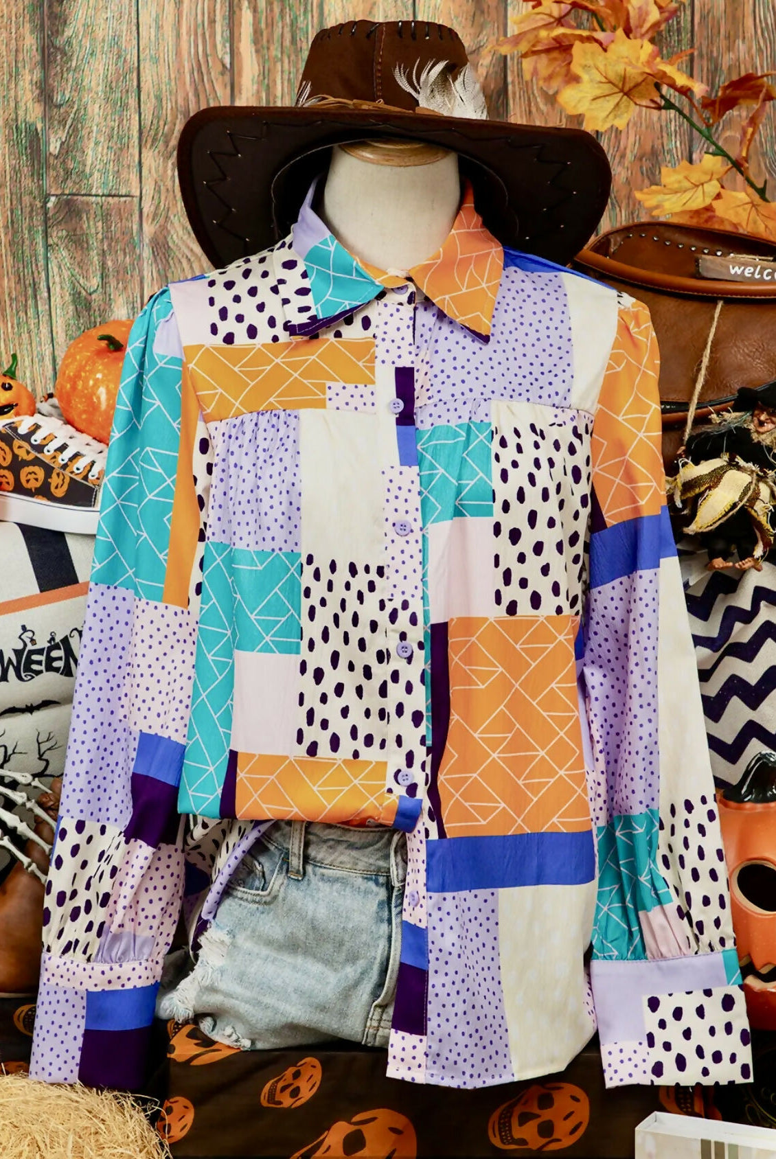 Wild Life Button Front Top-Tops & Tees-Vintage Cowgirl-Deadwood South Boutique, Women's Fashion Boutique in Henderson, TX