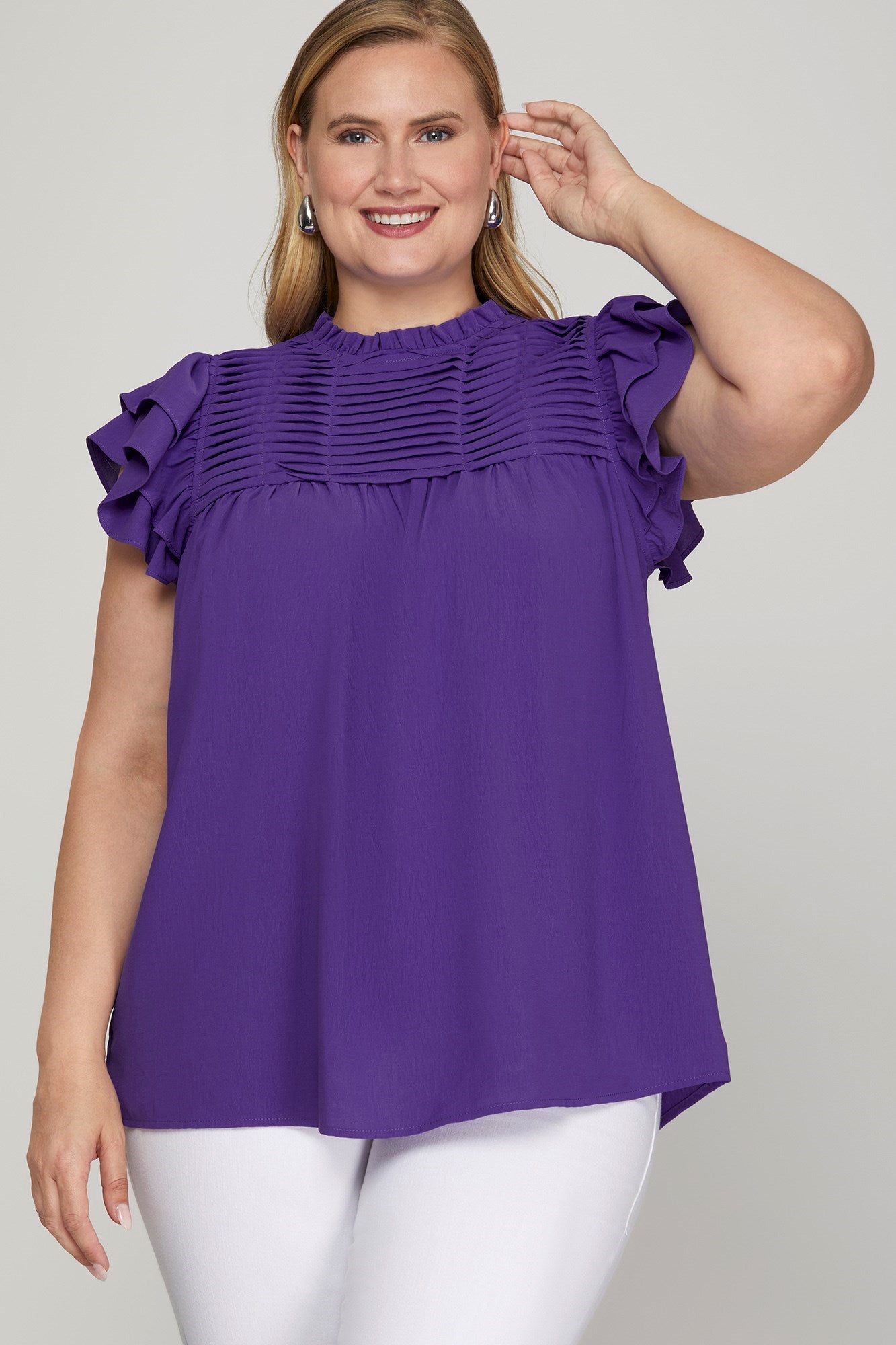 Betsy Basic Ruffle Sleeve Top-Tops & Tees-Deadwood South Boutique & Company LLC-Deadwood South Boutique, Women's Fashion Boutique in Henderson, TX
