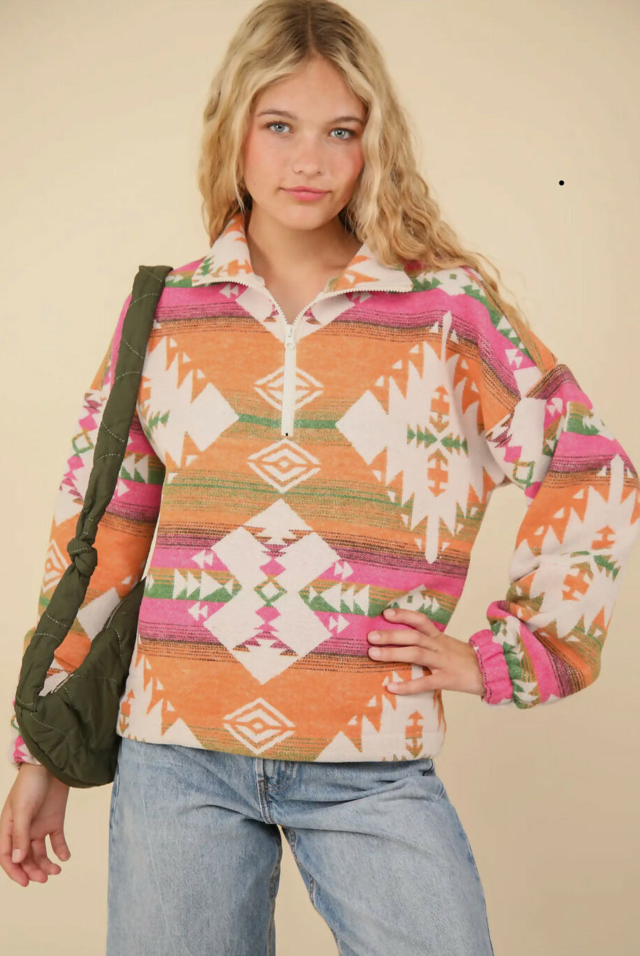 Iva Aztec Woven Pullover-Tops & Tees-Vintage Cowgirl-Deadwood South Boutique, Women's Fashion Boutique in Henderson, TX