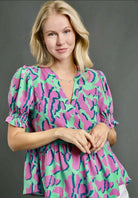 Carmen Multi Leopard Top-Short Sleeves-Vintage Cowgirl-Deadwood South Boutique, Women's Fashion Boutique in Henderson, TX